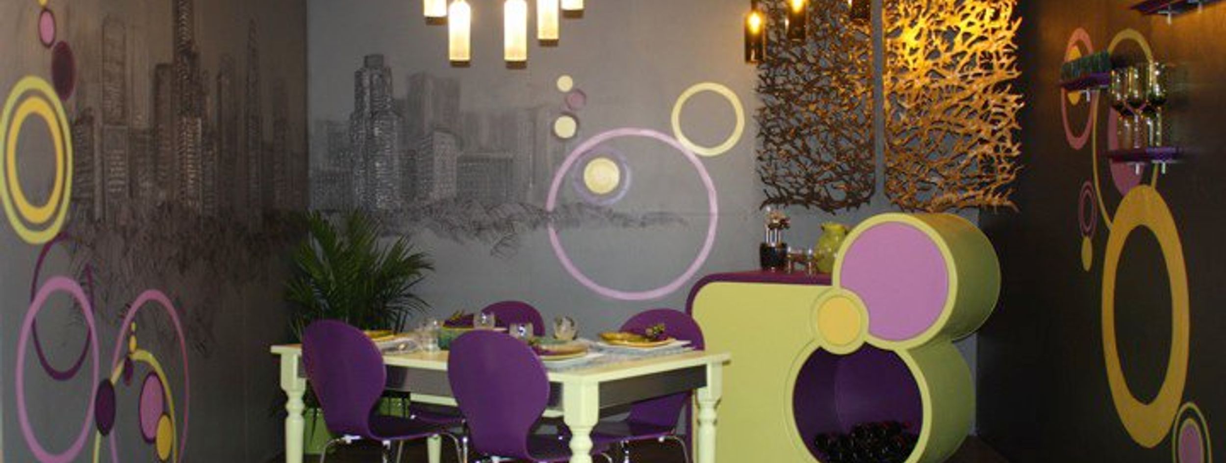 purple dining room space